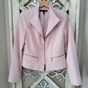 White House Black Market Women's 8 Cropped Motto Jacket Blazer in Baby Pink